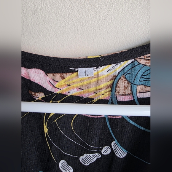 Womens Vintage Boho Button Up Split Floral Print Flowy Party Dress Floral Pink  - Picture 4 of 12